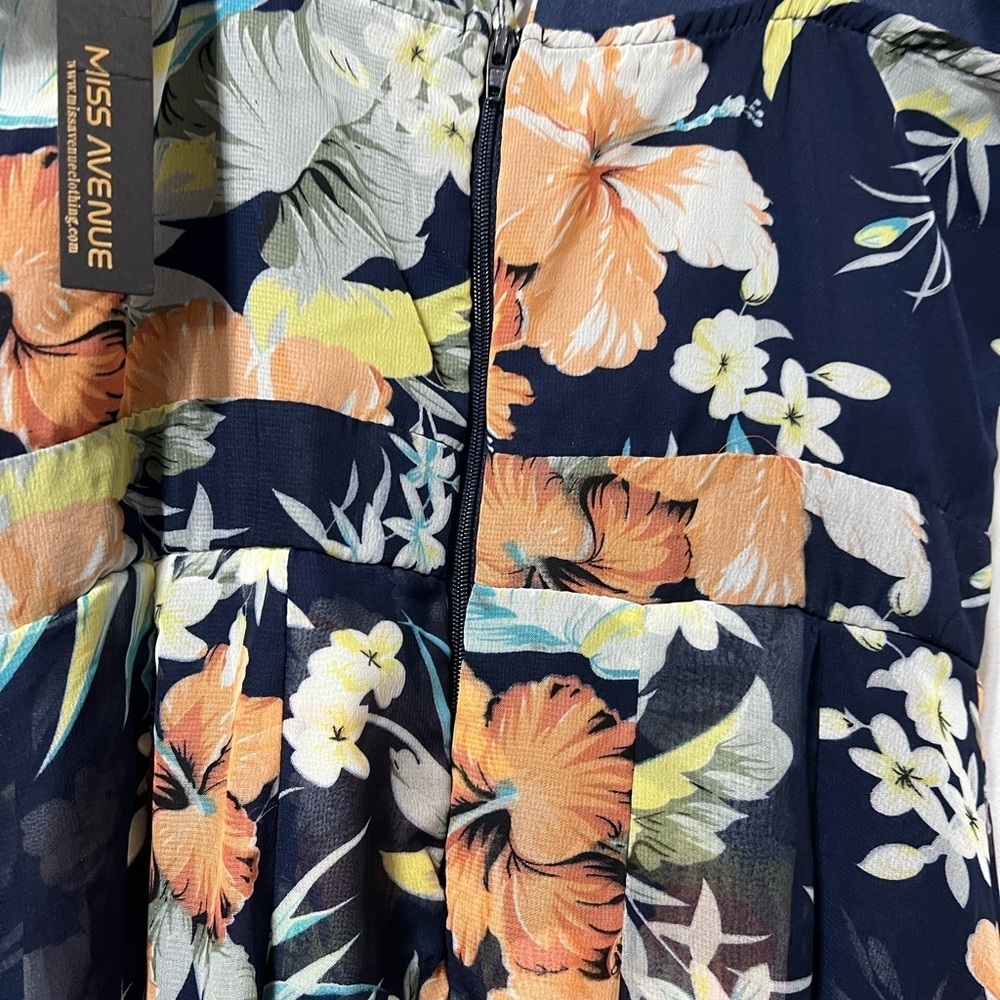 Miss Avenue Blue Tropical Romper Dress Size S - Picture 8 of 11